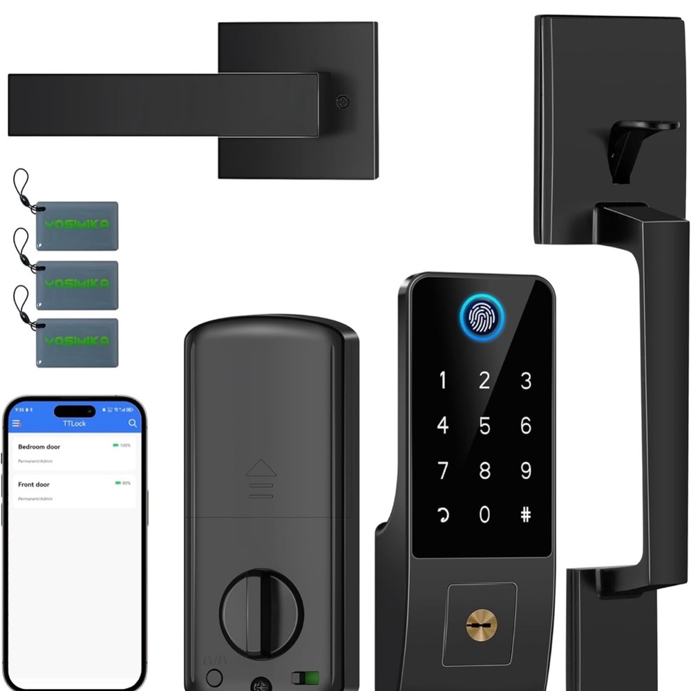 Black Smart Door Lock with Touchscreen Keypad 5 in 1